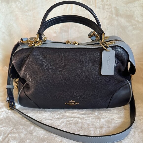 NWT! RARE! Coach colorblocked leather lane satchel ink multi gold 73720 bag - Picture 1 of 12